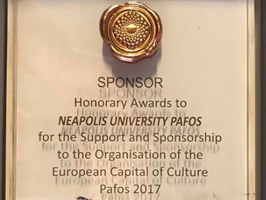 Neapolis University awarded for its contribution to the Capital of Cultural Institution, Pafos 2017